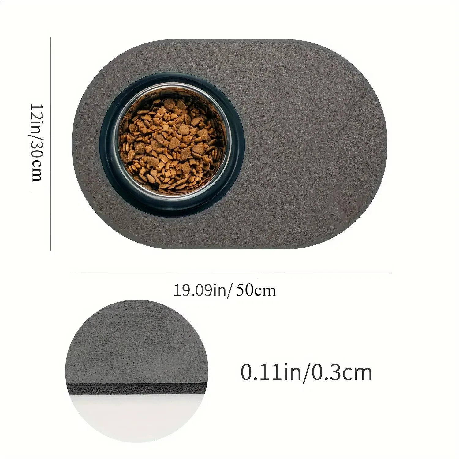 1Pcs Pet Solid Color Oval Mat Absorbent Food Pad Non-Slip Quick-dry Water Fountain Rug For Pet Dog Cat Home Room Supplies 250805