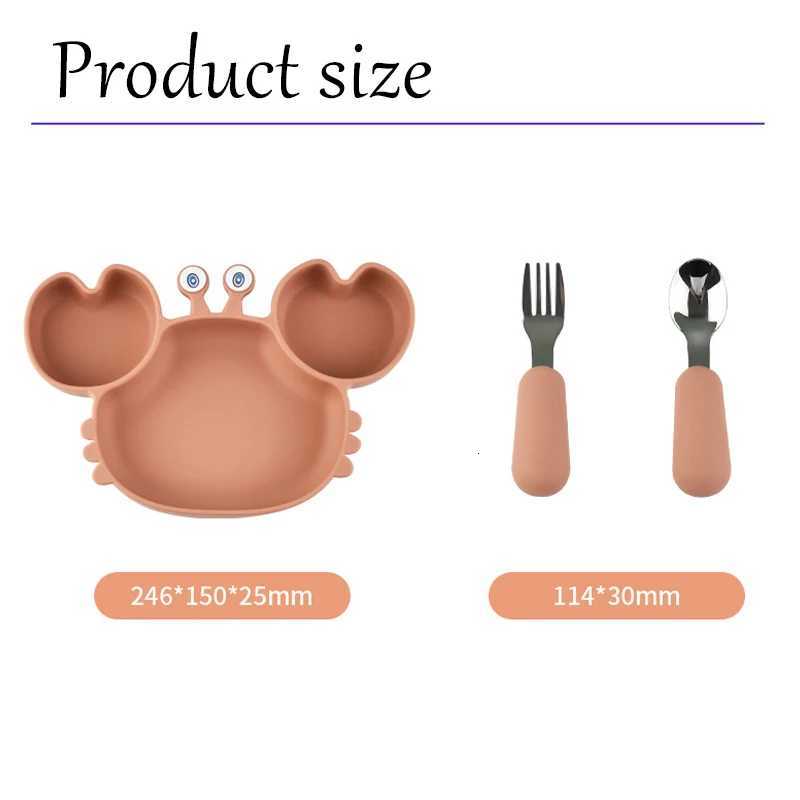 Baby Bowls Plates Fork Spoon Set Silicone Suction Feeding Food Tableware BPA Free Non-Slip Baby Dishes Crab Food Feeding Bowl X250806