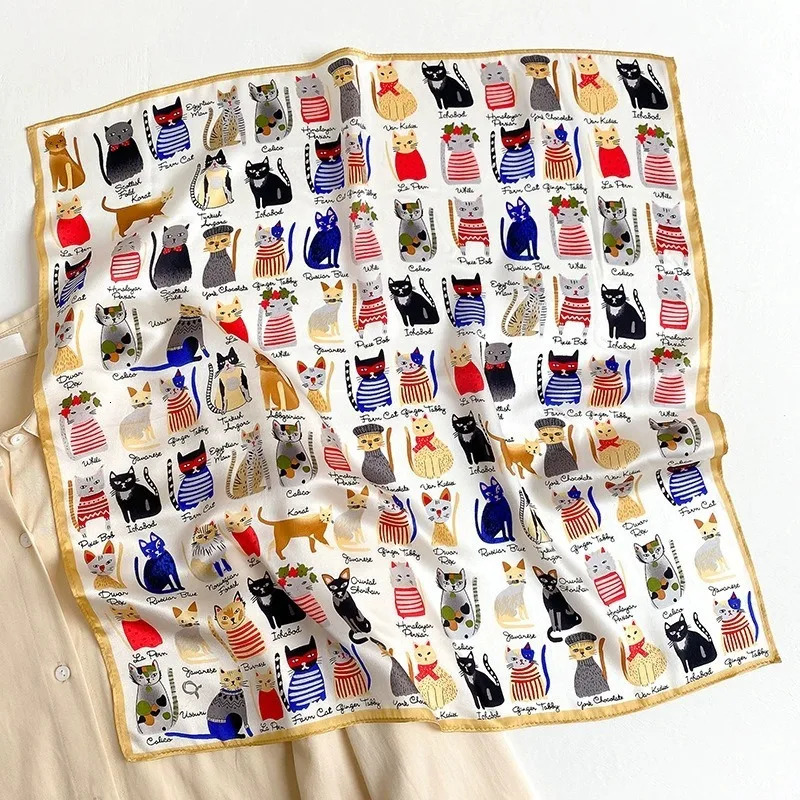 53cm 100% Mulberry Silk Scarf Womens Trendy Printedkerchief Fashionable and Versatile Clothes Bags and Accessories Scarf 250806