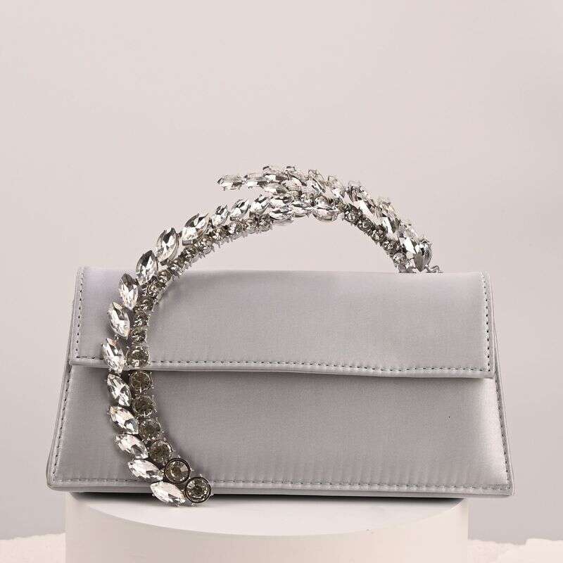 Trendy Rhinestone-Encrusted Satin Handbag Clutch Rhinestone Evening 2025 New Women's Bag