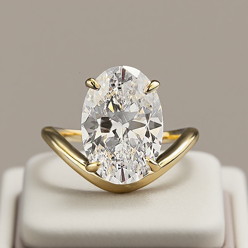 Hui Zhi Yi Jewelry New S Silver Oval Pigeon Egg 9*13mm Egg-Shaped mond Ring Stackable