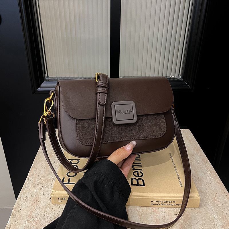 Yuezi Commuting Fashion Small Square Bag Women's Handbag Free Shipping Designer Luxury New Fashion Splicing Single Shoulder Crossbody Bag Casual 