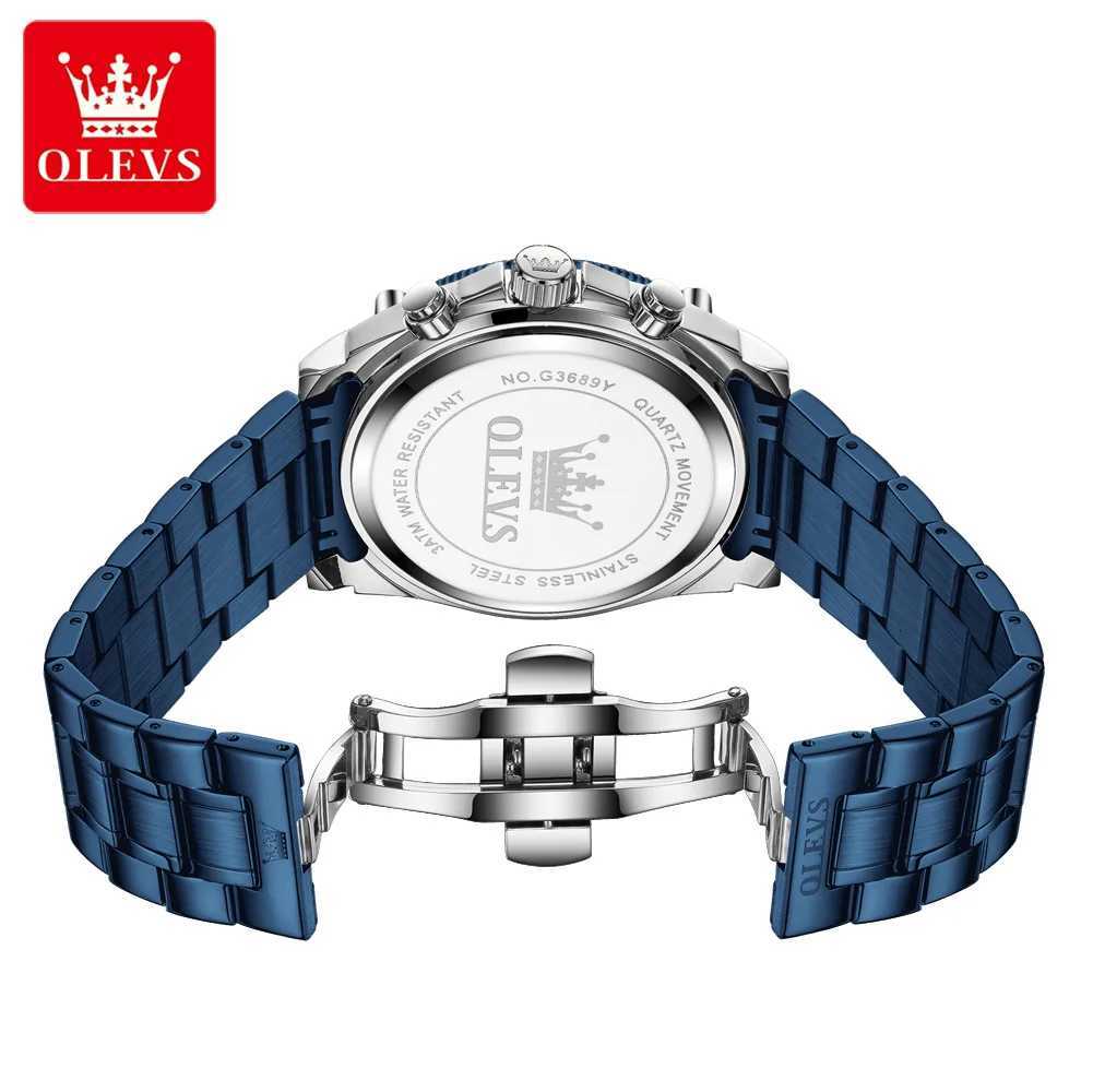 OLEVS New Quartz es for Man 47 mm Big Dial Waterproof Man Moon Phase Chronogrh Luxury Brand Original Mens es W250806