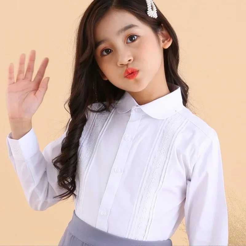 100% Cotton Long Sleeve Shirts for Girls School Uniform Toddler Teenager Girl White Blouse Tops Kids Performance Shirt Children Clothes X250806