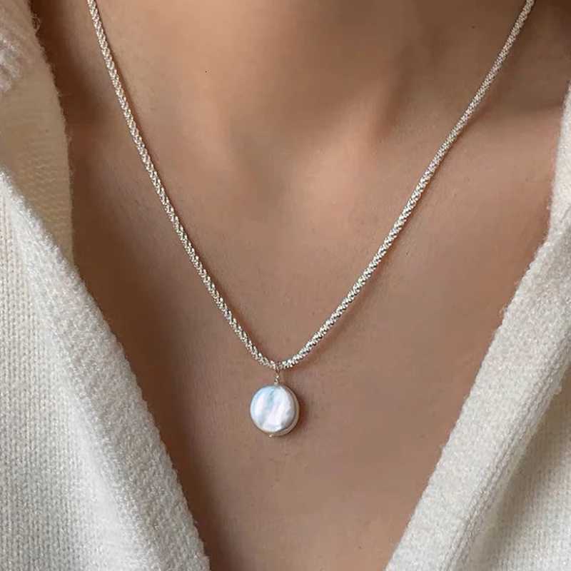 Titanium Steel Baroque Pearl Simple Elegant Thin Chain Pendant Necklace for Women Girl New Trendy Jewelry Wholesale Dropship Y250805