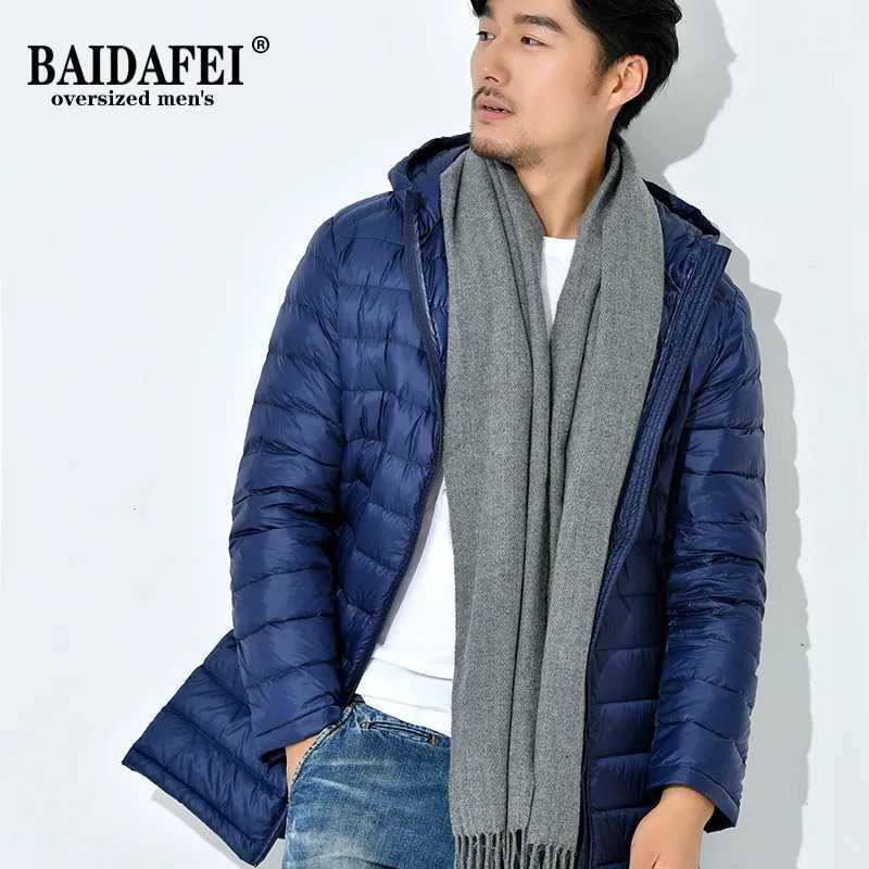 5XL 6XL 7XL 8XL Mens Oversized Ultralight Packable Long Hooded Down Jacket Puffer Down Coats Black Navy Blue Mens Winter Coat W250806