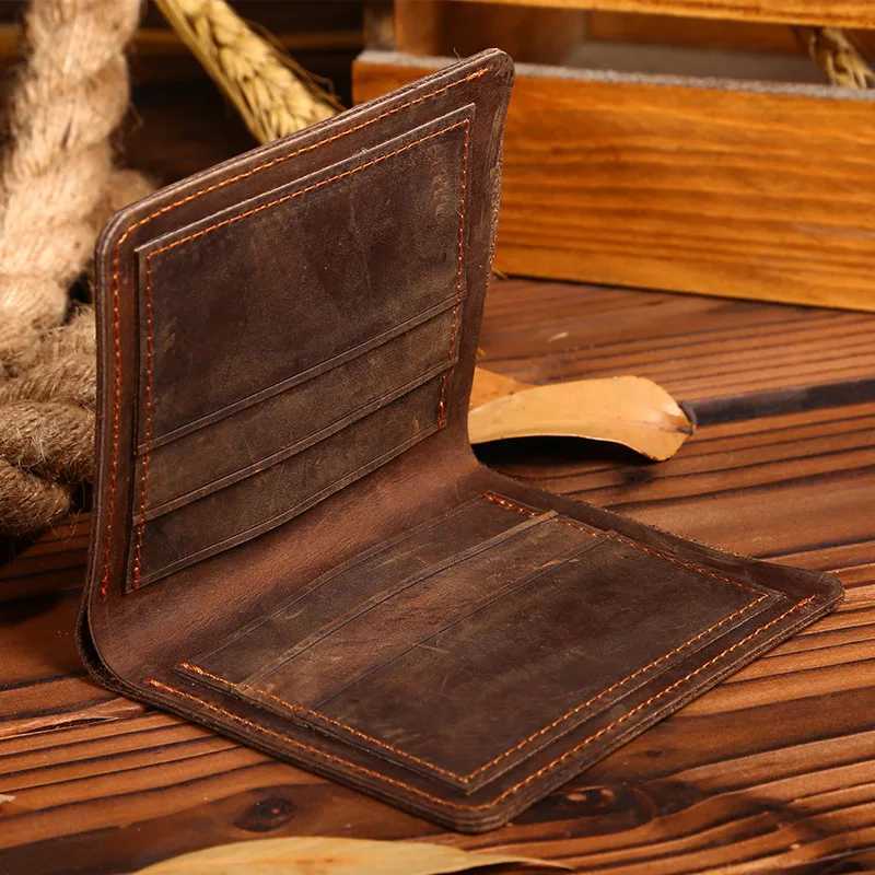 Crazy Horse Leather Wallet Men Retro Thin Italian Genuine Leather Purse for Men XJ250806