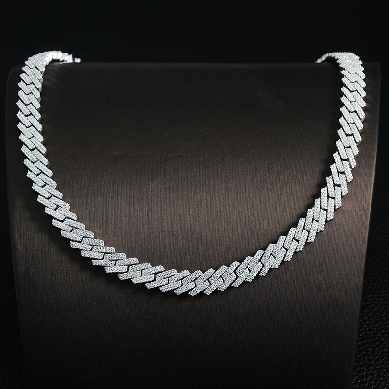 10mm Full Moissanite Inlay S Sier Dia Cuban Chain Trendy Brand Necklace Accessories Free delivery