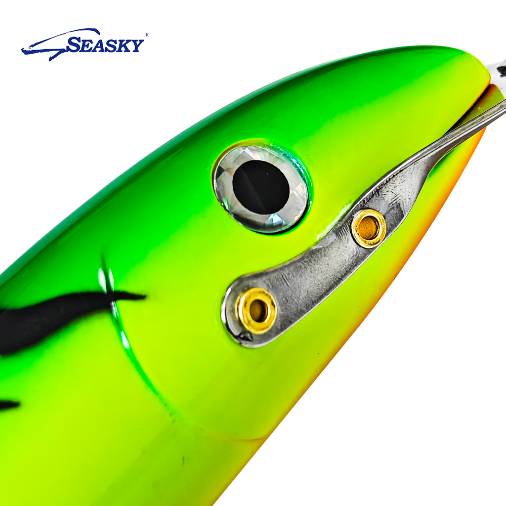 Seasky Metal Tongue Minnow Bait - Large Trolling Lure with Realistic 3D Eye for Saltwater Fish 80g 185mm Hard bait