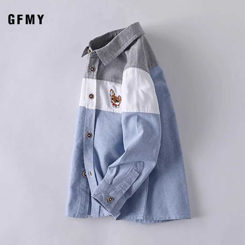 GFMY 2023 Spring 100% Oxford Textile Cotton Full Sleeve Embroidery Pattern Boys Shirt 2T-14T Splice Kid Casual Clothes 9012 X250806