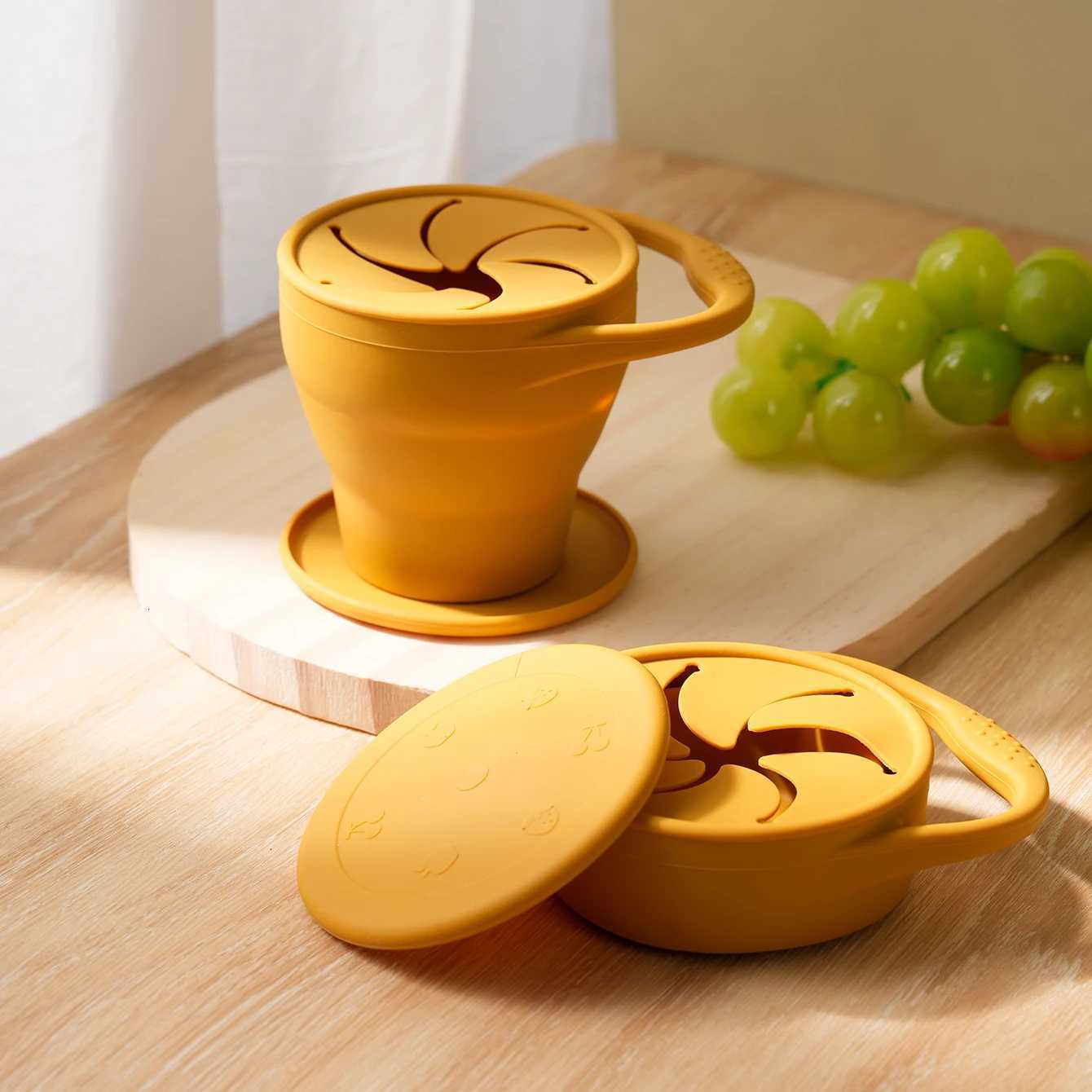 1PCS Baby Silicone Tableware Collapsible Snack Cup Baby Shower Gift Portable Baby Snack Box Feeding Training Baby Food Storage X250806