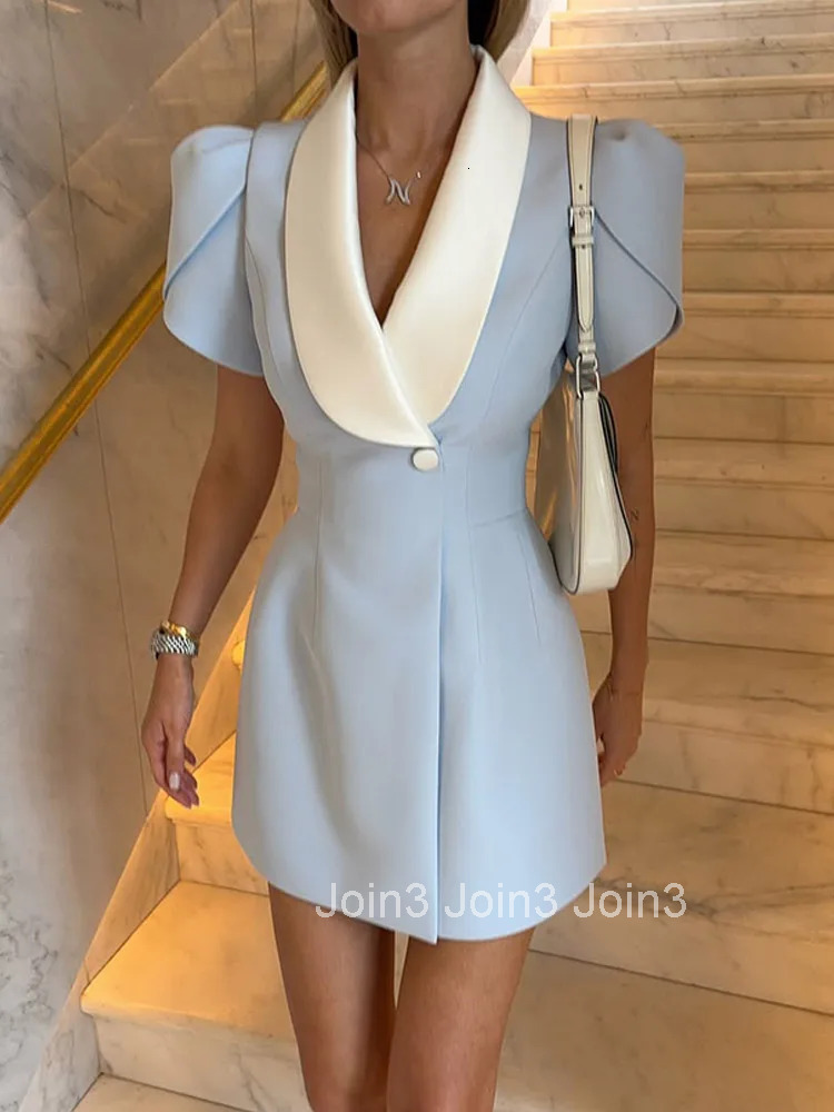 Women Elegant Short Sleeve High Waist A-line Dresses Fashion One Button Bodycon Mini Dress Summer New Lady Street Party Vestidos