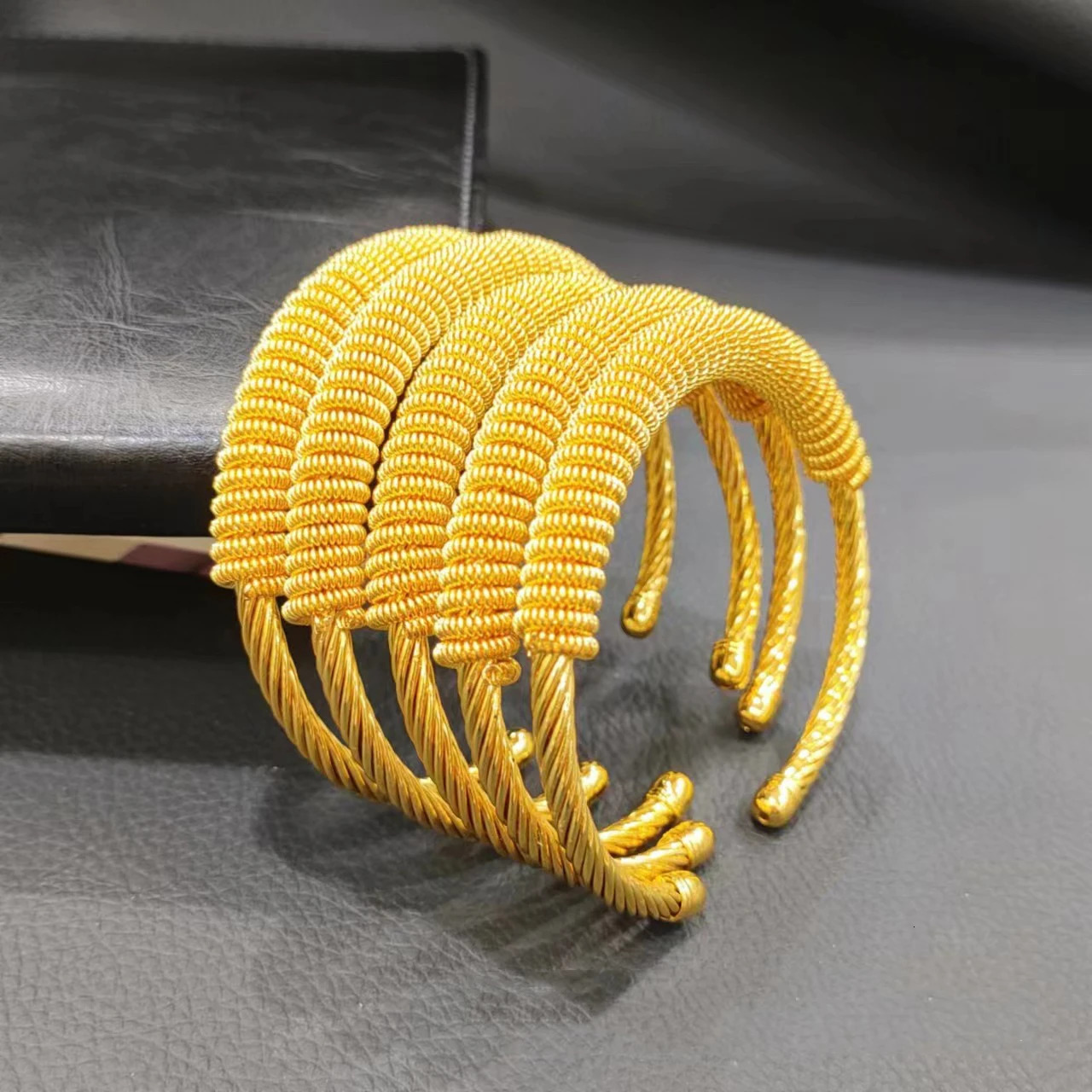 ANIID Dubai Gold Color Bangles For Women 24K Gold Plated Indian African Cuff Bracelets Charm Wedding Ethiopian Jewelry 250805