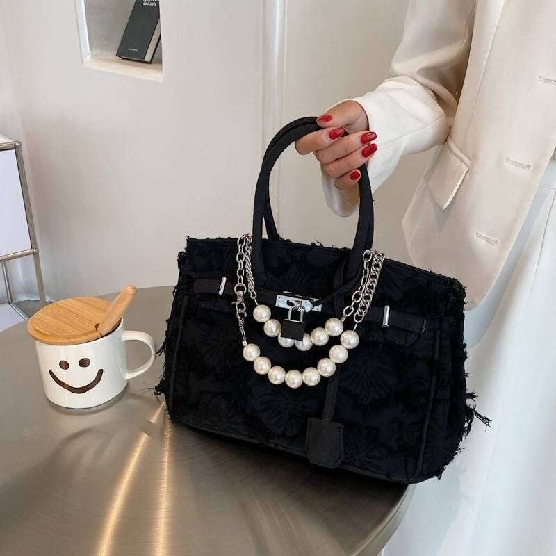 Rag Beggar Style Single Strap Vintage Platinized Pearl Clutch Purse Elegant Ladies' Fashion Accessory