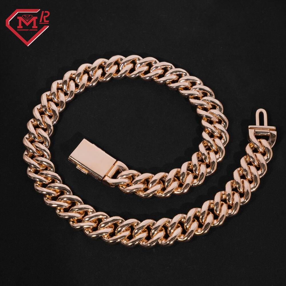 Heavy Cuban Chain Miami Rose Gold 925 Silver Custom Clasp Vvs Iced Out Moissanite Cuban Link Chain