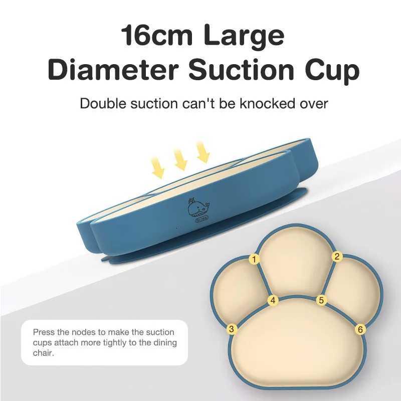 6PCS Set Childrens Dishes Set Baby Silicone Tableware Sucker Bowl Bib Cup Fork Spoon Set Infant Supplies BPA Free X250806