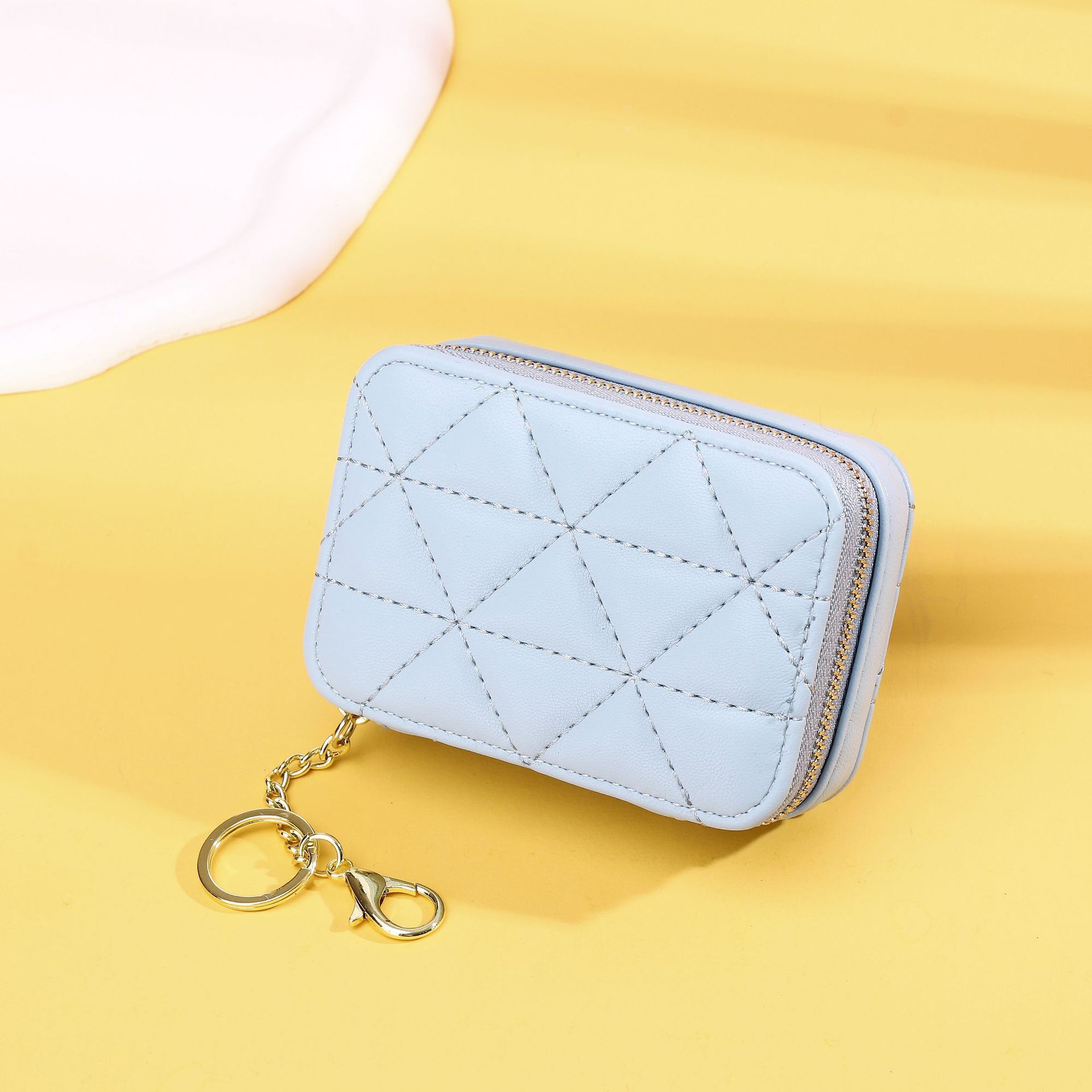 New Mirror Lipstick Bag Mini Diamond Embroidery Exquisite Portable Keychain Makeup Pouch