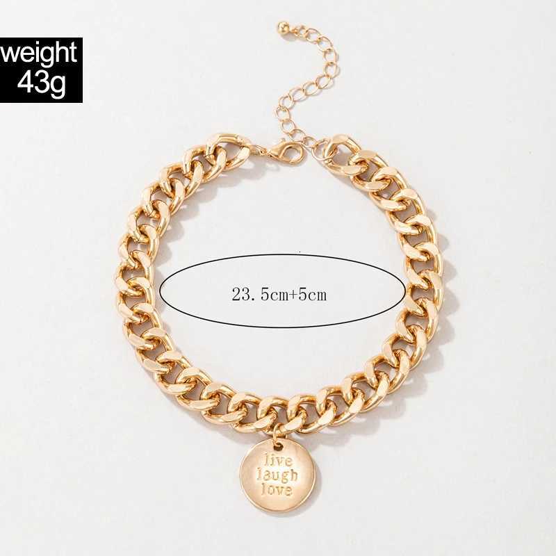 Tocona Punk Thick Chain Anklets for Women Girls Gold Color Wafer Alloy Metal Adjustable Feet Bohemian Jewelry Accessories 19762 Y250805