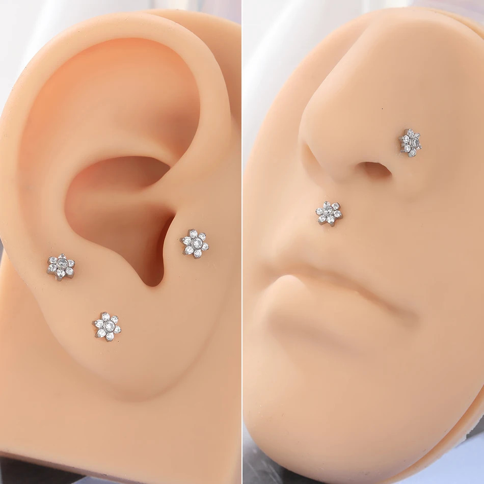 1Pc G23 Labret Ear Tragus Earring Stud Internally Threaded Zircon Lip Rings Cartilage Helix Piercing Body Jewelry 16G 250805