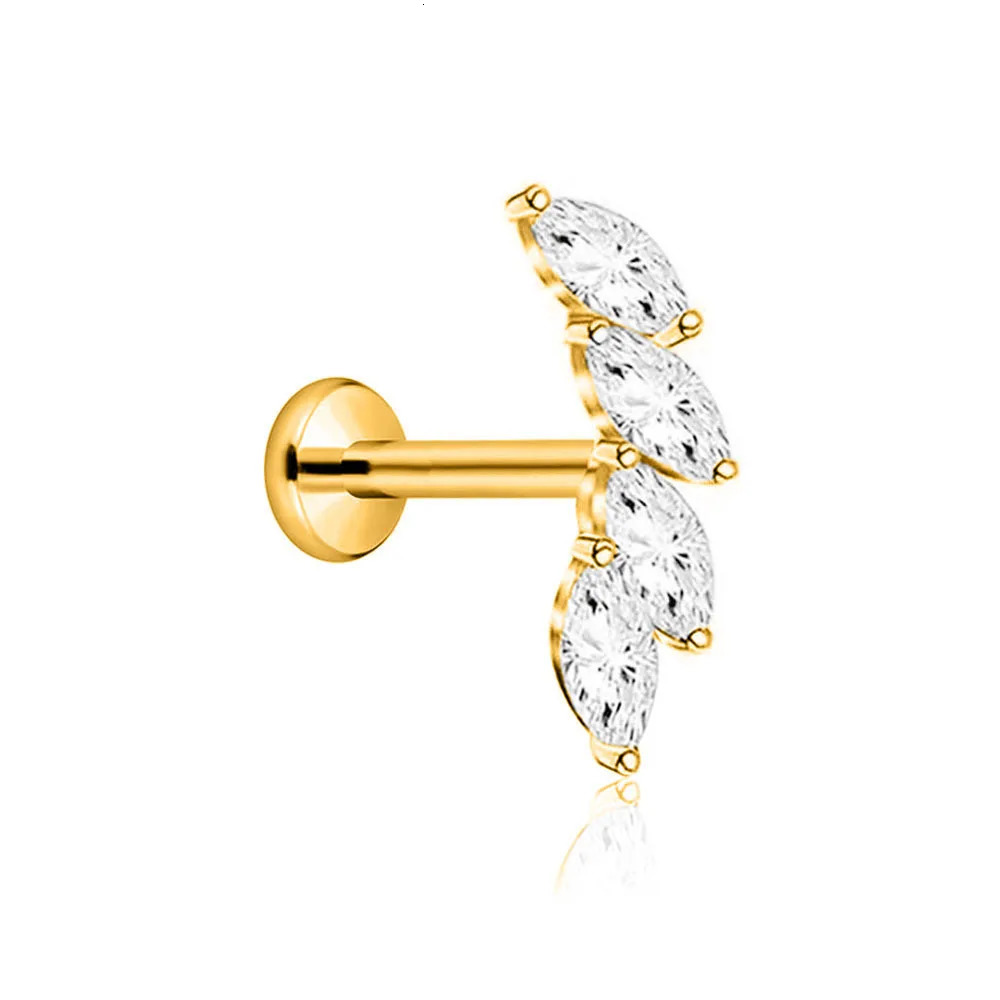 ASTM 36 G23 Flower Heart Star Drop Threadless Piercing Petals Leaf Moon Pin Push in Labret Stud Daith Conch Earring 250805