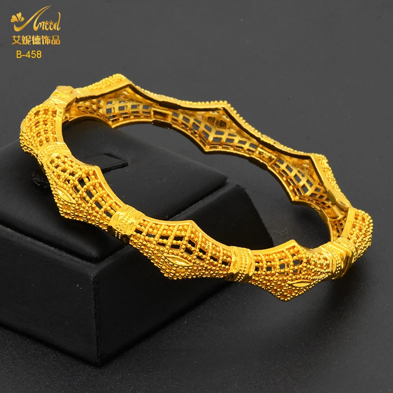 ANIID Dubai 24K Gold Color Bangles For Women Indian African Bracelets Charm Wedding Ethiopian Arabic Jewelry Gifts 250805