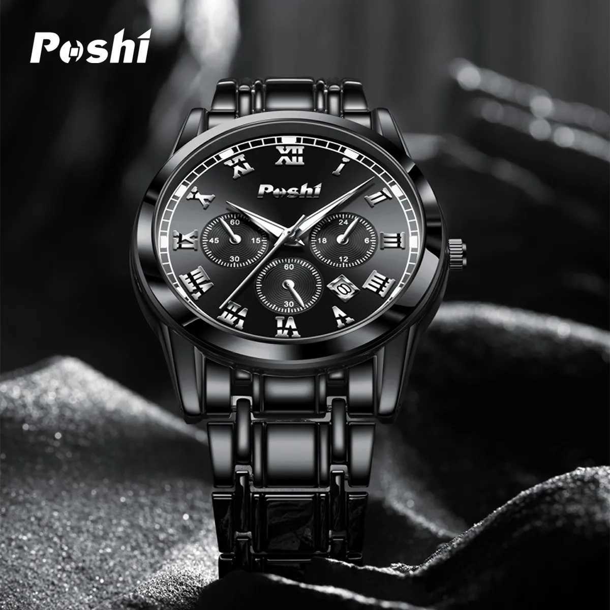 POSHI Fashion Mens Business Wristwatch for Men Quartz Original Clock Luminous Hands with Date Life Waterproof W250806