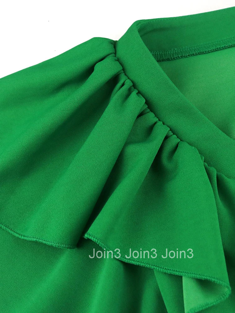 Women Pleated Midi Dresses Short Sleeve Ruffles Elegant Green Yellow A Line Spring Summer Chic Fashion Gown Party Birthday Robes