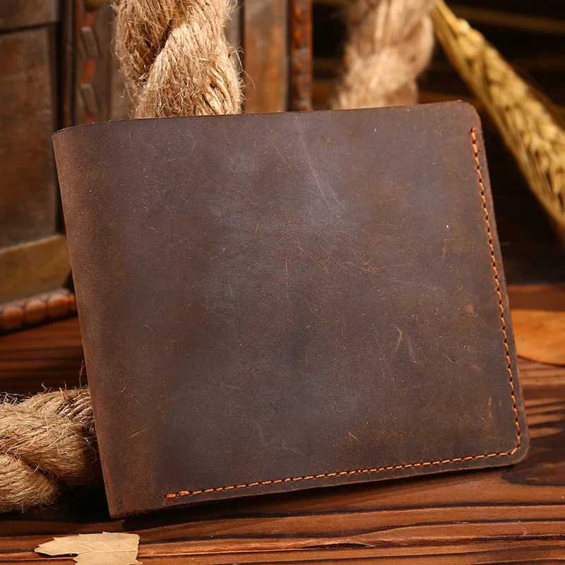 Crazy Horse Leather Wallet Men Retro Thin Italian Genuine Leather Purse for Men XJ250806
