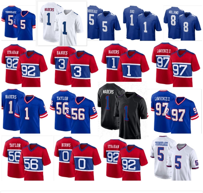 Giantsjersey Malik Nabers Abdul Carter Jaxson Dart New Yorks Giantss Football Jersey Skattebo Brian Burns Kayvon Thibodeaux Dexter Lawrence II Taylor Tyrone Tracy