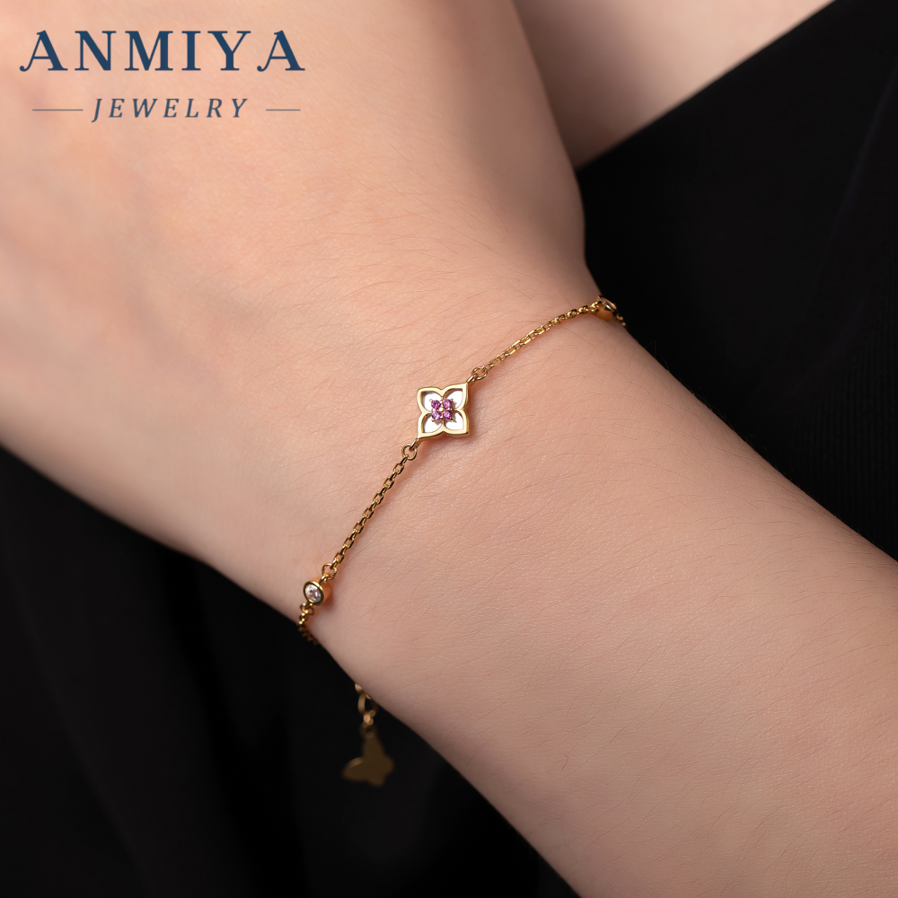 Simple Four Leaf Clover Pendant Four-petal Flower Bracelet 925 Silver Fashion Accessories Bracelet Women
