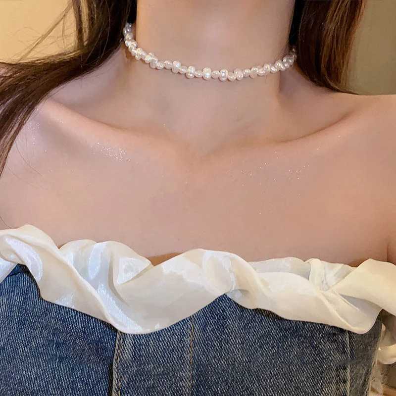 Simple Imitation Pearl Necklace Adjustable Elegant Irregular Beads New Trend Date Wedding Party Jewelry for Women and Girls Gift Y250805
