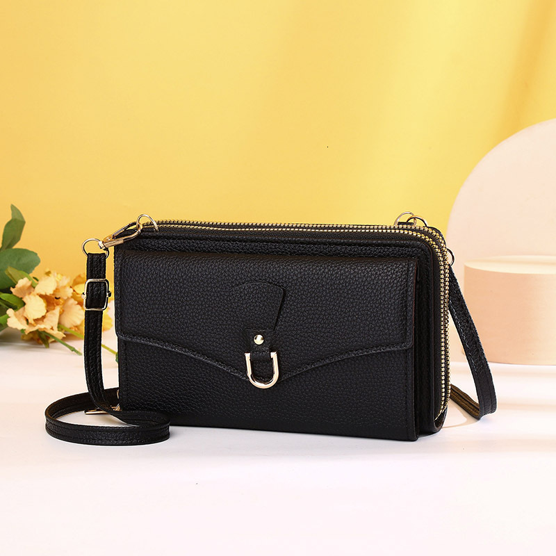 New Women's Phone Wallet Korean Style Multi-Card Slot Double Layer Zipper Single Shoulder Crossbody Bag