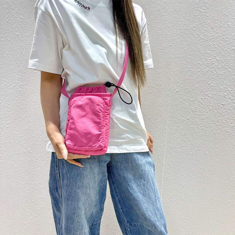 2025 Spring Solid Color Nylon Phone Unisex Lightweight Crossbody Shoulder Simple Matching Small Square Bag