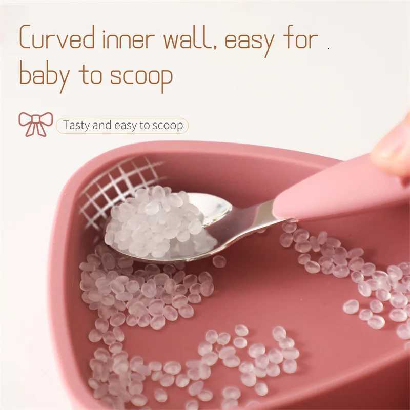 Baby Tableware Set BPA Free Silicone Bow Dish Tie Bowl Fork Food Plate Stainless Spoon Non-slip Tableware Newborn Feeding Tool X250806