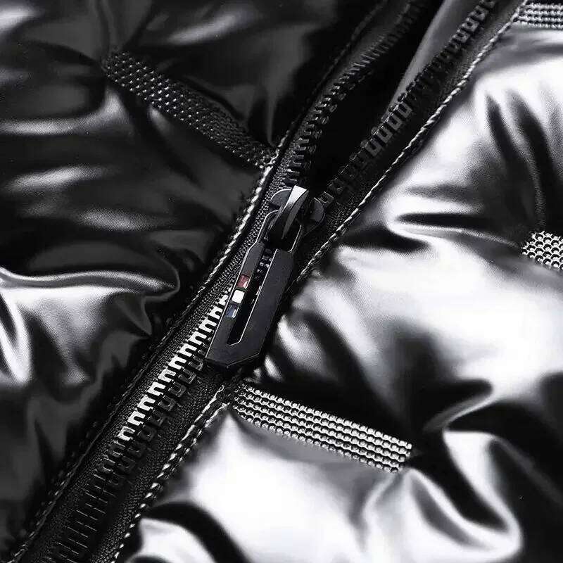 Parkas Glossy Male Padded Coats Hooded Men's Down Jacket Korean Clothing Padding Outerwears New in External Clothes & Hot