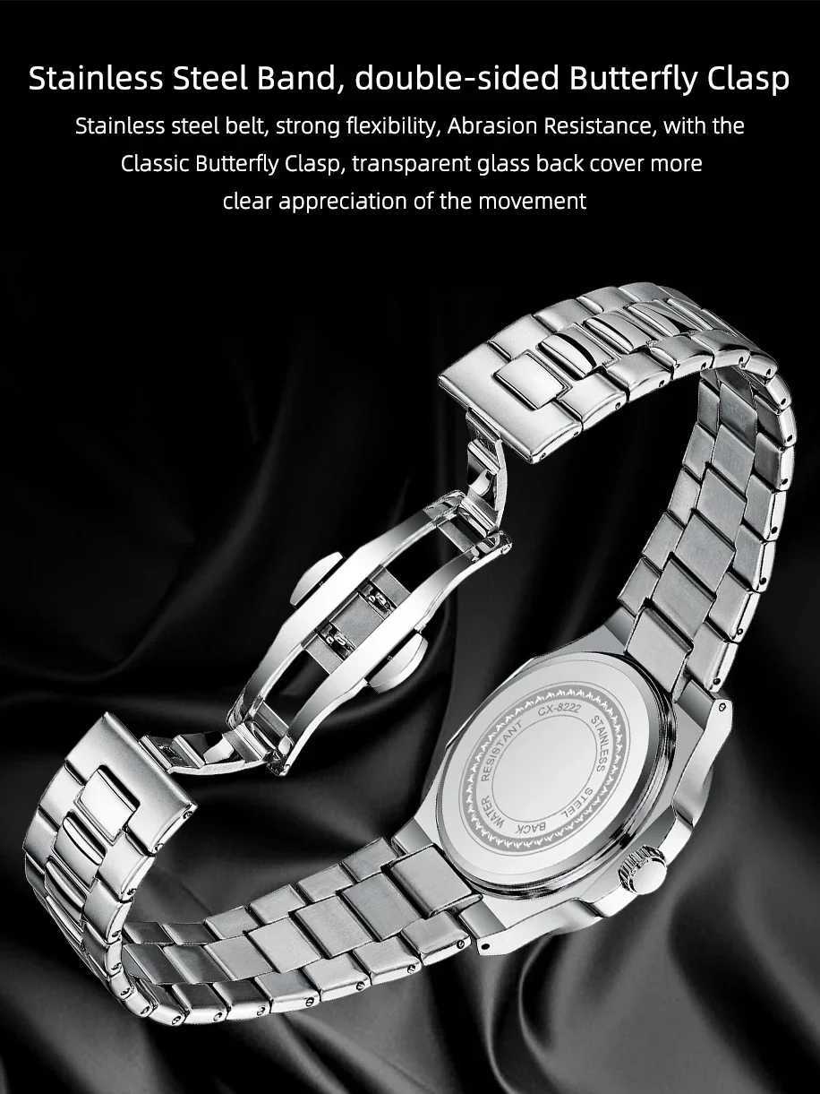 8222 Luxury Gold Stainless Steel Luminous Casual Business Watch for Men Fashion Quartz Waterproof Wristwatch W250806