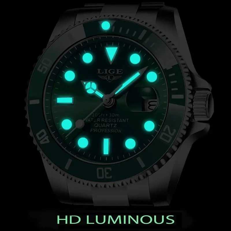 LIGE Top Brand Luxury Fashion Diver Men 30ATM Waterproof Date Clock Sport es Mens Quartz Wrist Relogio Masculino W250806