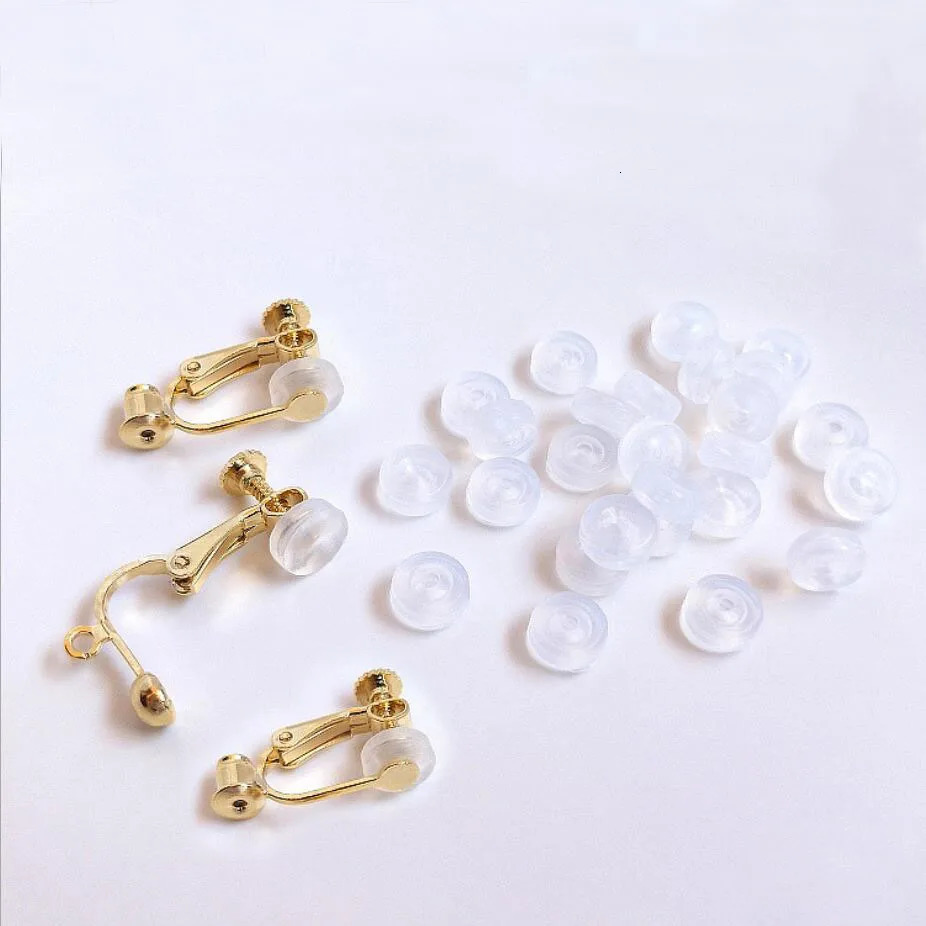 50 Pieces Earring Back Pads Clear Silicone Comfort Cushions for Clips on Earrings 250804
