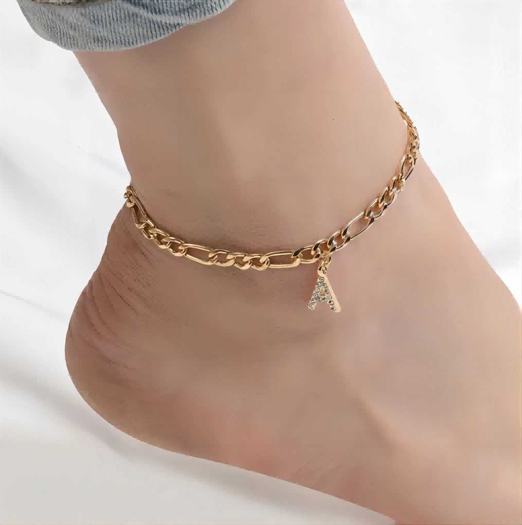 SUNIBI Zircon Initials Anklet DIY Stainless Steel Name Customized Anklet English Alphabet Birthday Gift for Men and Women Jewelr Y250805