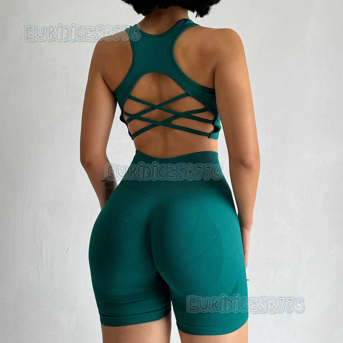 New Seamless Yoga Set Bra Shorts Two-piece Set Fitness Suit Outdoor Running Quick-drying Sportswear Women H250806