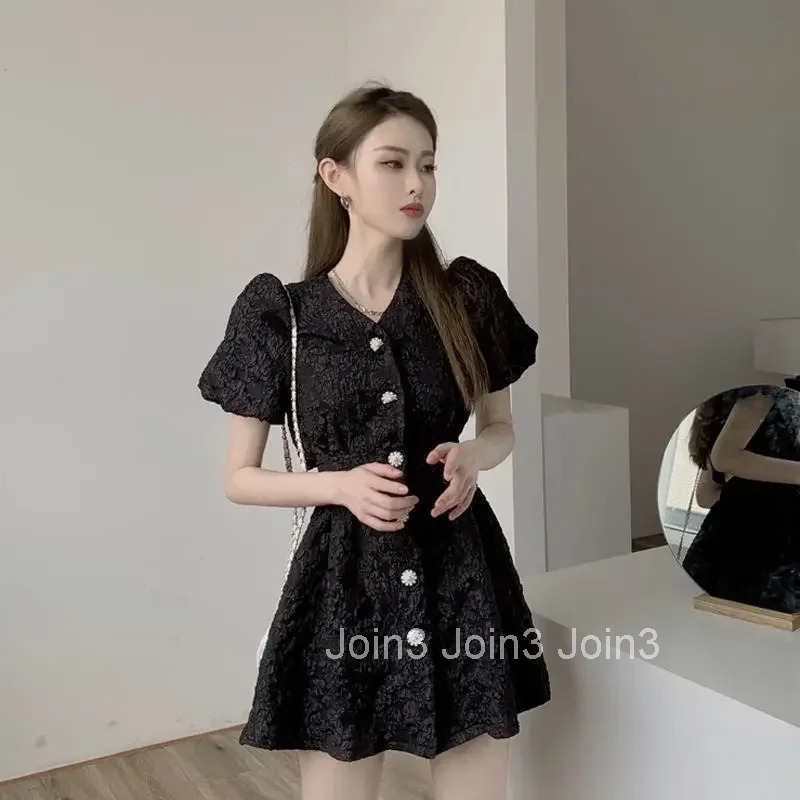 Woherb Chic Women Floral Dress Short Sleeve Single-breasted Korean Fashion Summer New A-Line Elegant Dresses Vestidos