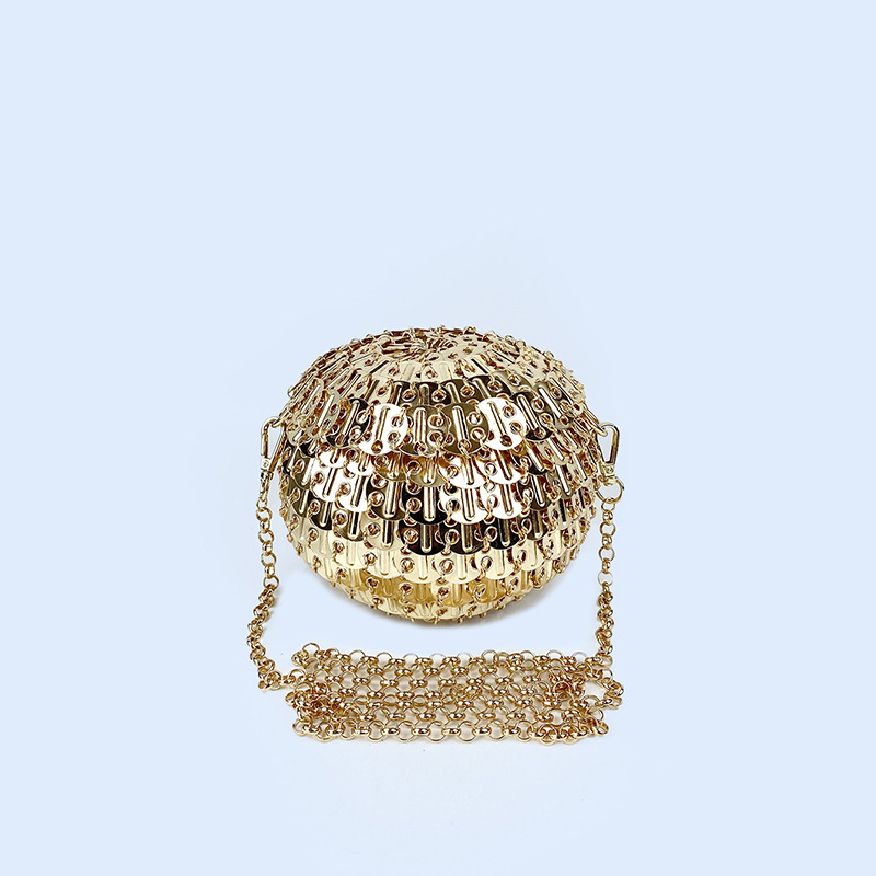 Niche Shoulder Bag - Elegant Silver Metallic Design with Three-Dimensional Sphere Feature