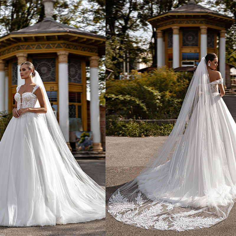 Elegant Wedding Veils Chapel Length One Layer Appliques Soft Tulle Bridal Veils Custom Made Marrige Wedding Accessories