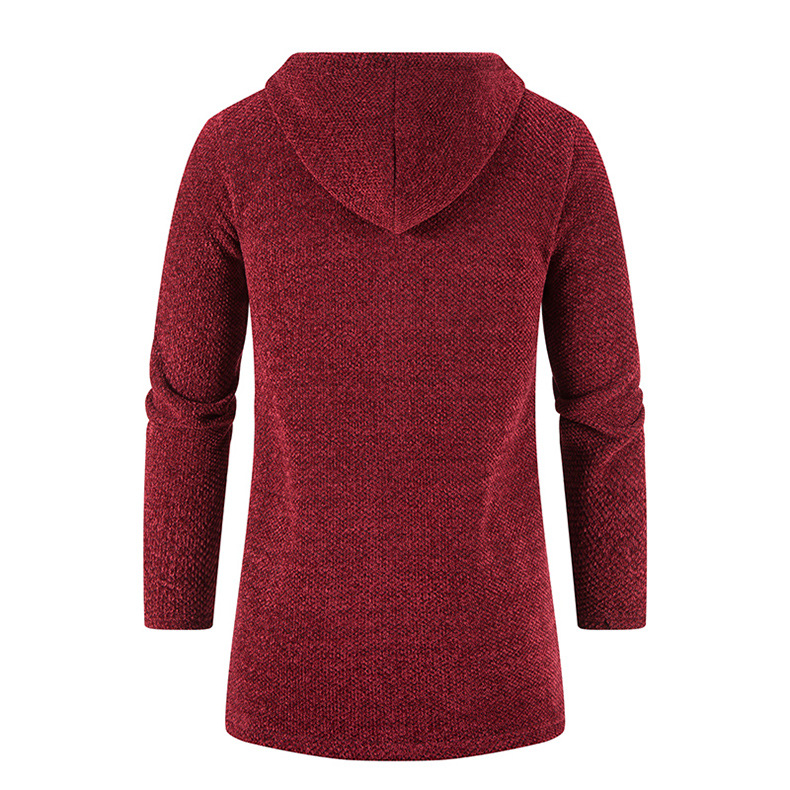 Autumn and winter hooded sweater men's mid-length loose large size sweater jacket knitted cardigan men's top