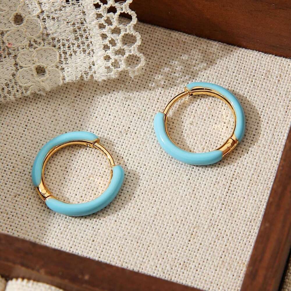 Hot Selling Multi-color Oil Drop Circle Stainless Steel Non-fading Earrings Hoop