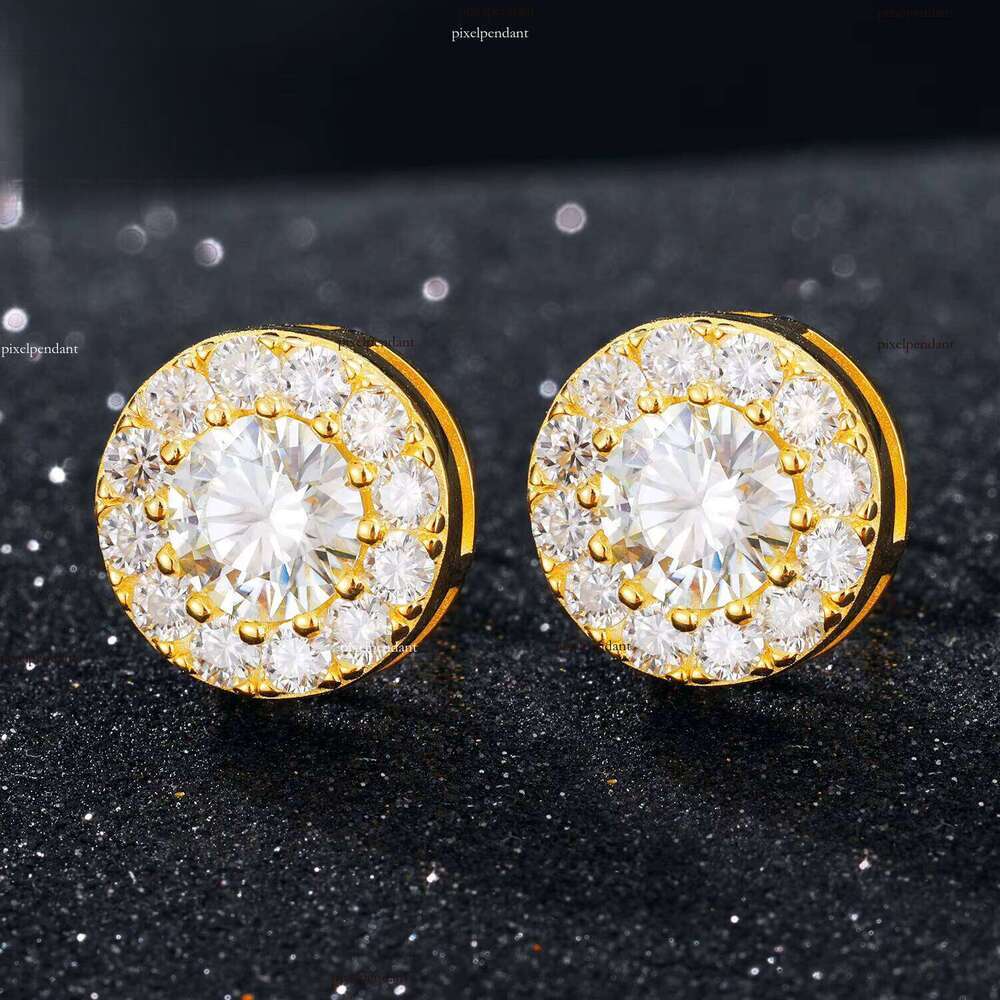 Gra Certified Round Clustered Sterling Sier Silicon Stone Stud Earrings for Men and Women