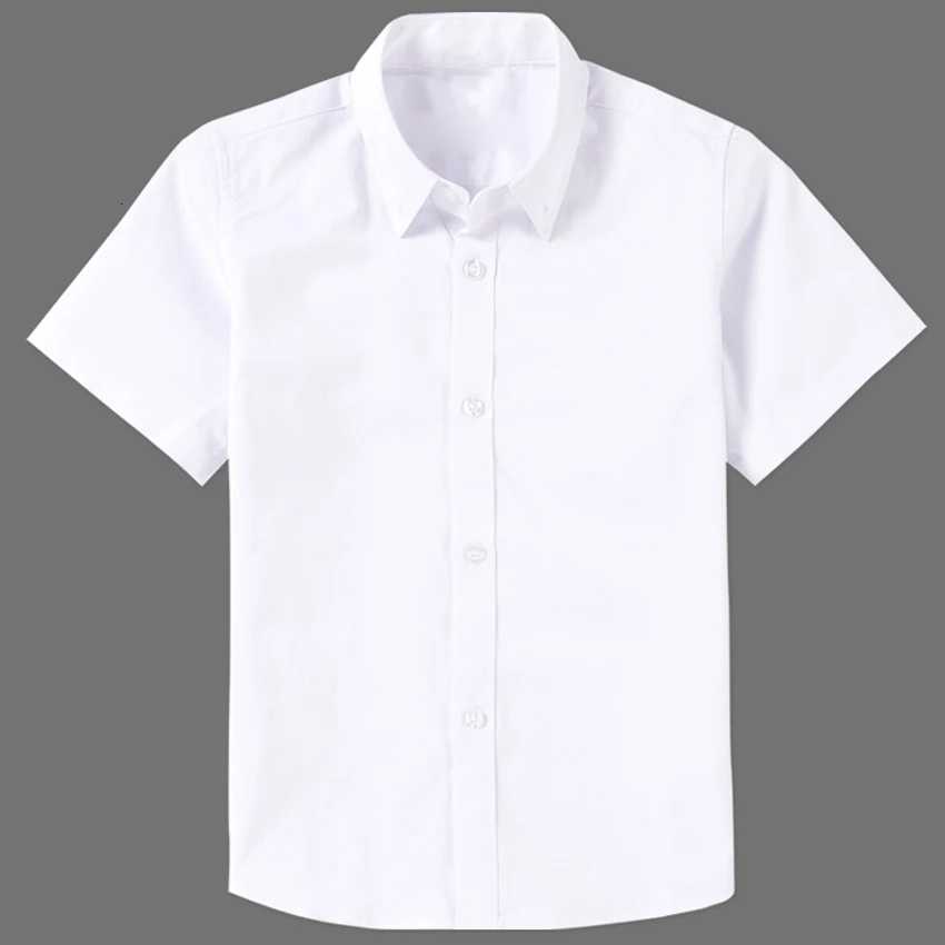 Boys White Shirts for Kids Clothes Solid Cotton Short Sleeve Formal Shirts Teenagers School Uniform 6 8 10 12 14 Years Dresses X250806