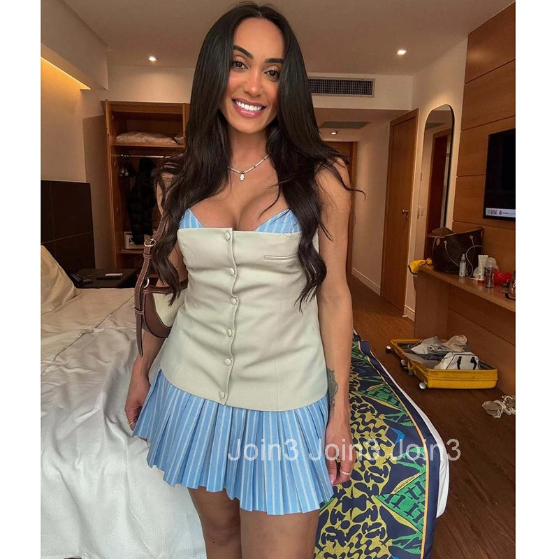 Dress Womens New Dresses Summer Chic Patchwork Sling Tube Top Slim Mini Elegant Holiday Women Dress Street Fashion Dresses