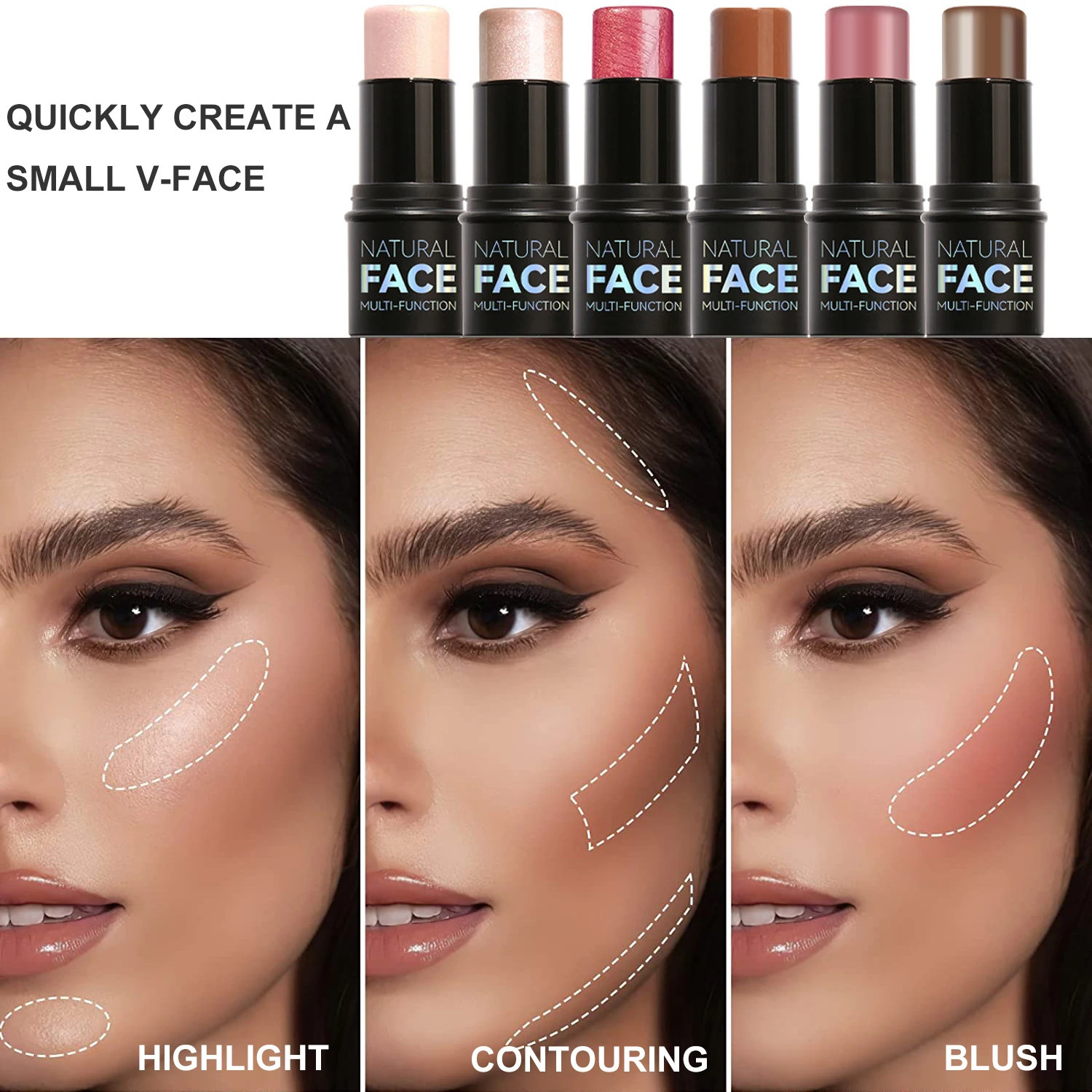 Face Contour Bronzer Stick Face Brighten Highlighter Bar Shimmer Highlighter Blush Stick Concealer Cream Makeup Tool Cosmetics 250730