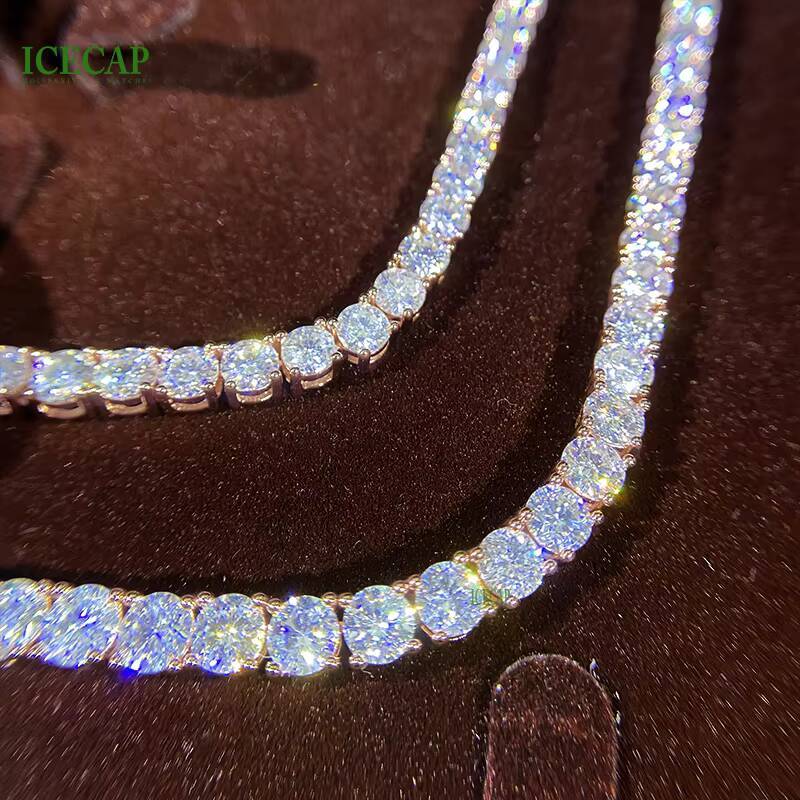 Fine Jewelry 5mm Rose Gold Tennis Chain Iced Out Hiphop VVS Moissnaite Sterling Silver Men Women Tennis Chain Necklace Gift